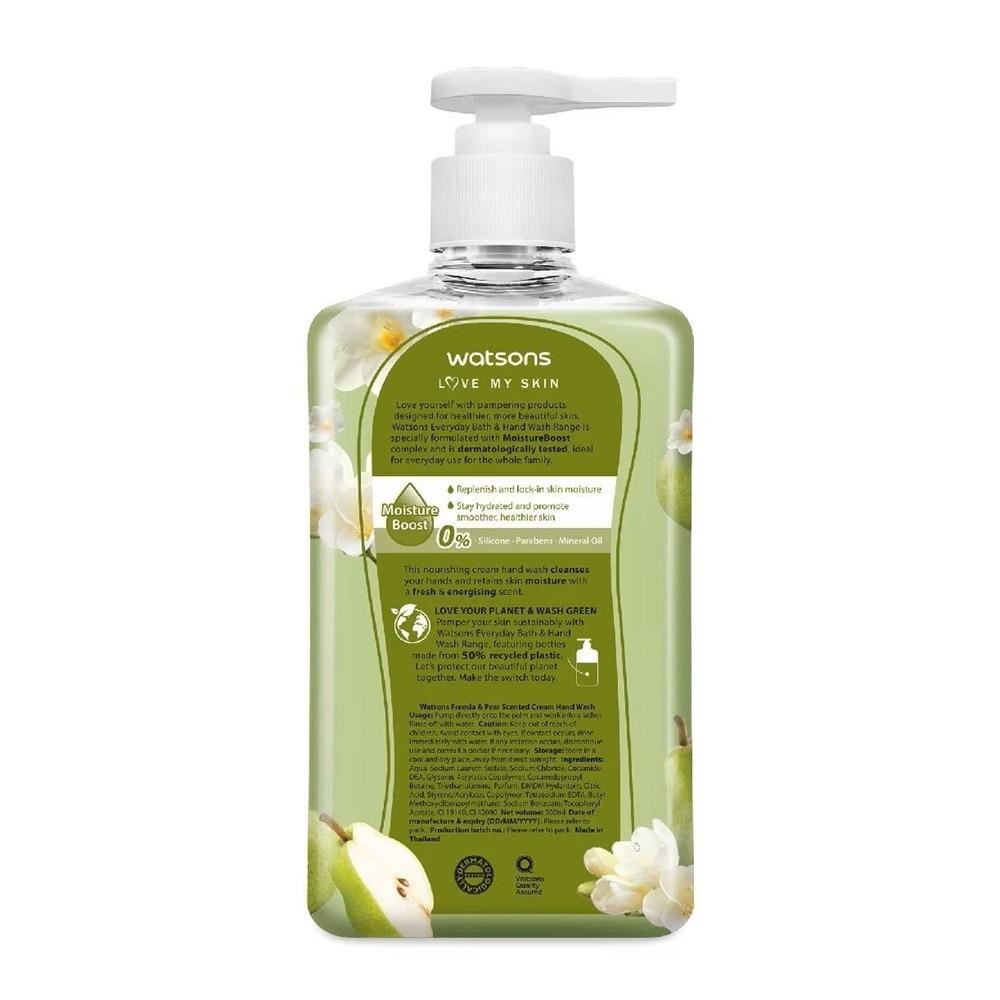 Kem Rửa Tay Hương Hoa Lan Và Lê Watsons Freesia & Pear Scented Cream Hand Wash 500ML