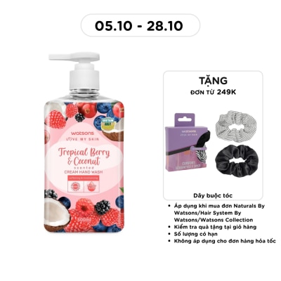 WATSONS Kem Rửa Tay Hương Quả Mọng và Dừa Watsons Tropical Berry & Coconut Scented Cream Hand Wash 500ML image