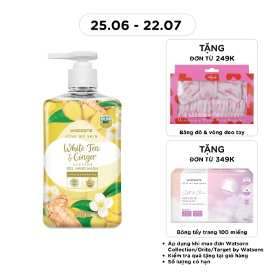 WATSONS - Gel Rửa Tay Hương Trà Trắng và Gừng Watsons White Tea & Ginger Scented Gel Hand Wash 500ML