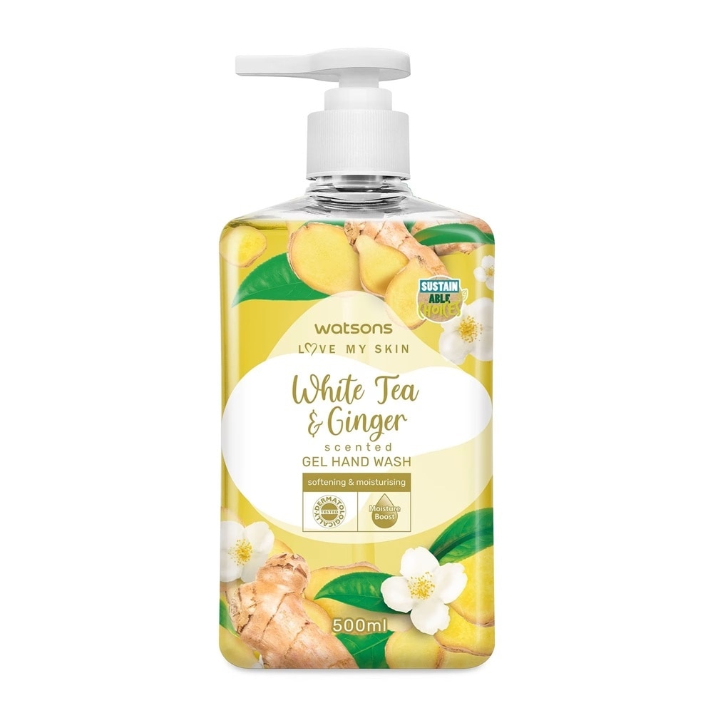 Gel Rửa Tay Hương Trà Trắng và Gừng Watsons White Tea & Ginger Scented Gel Hand Wash 500ML