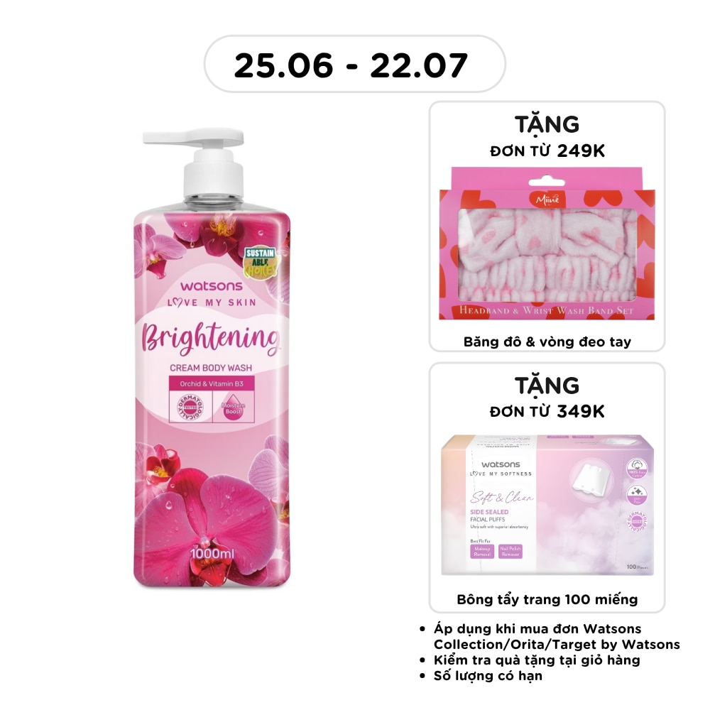 Kem Tắm Sáng Da Watsons Love My Skin Brightening Cream Body Wash 1000ML