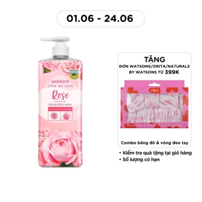 WATSONS Kem tắm Hương Hoa Hồng Watsons Love My Skin Rose Scented Cream Body Wash 1000ML