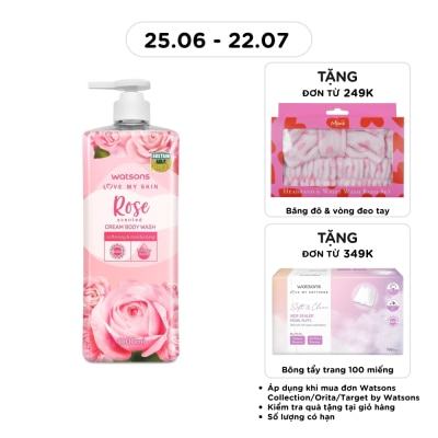 WATSONS - Kem tắm Hương Hoa Hồng Watsons Love My Skin Rose Scented Cream Body Wash 1000ML