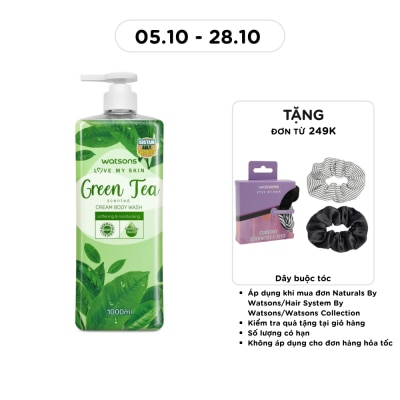 WATSONS Sữa Tắm Hương Trà Xanh Watsons Love My Skin Green Tea Scented Cream Body Wash 1000ML image