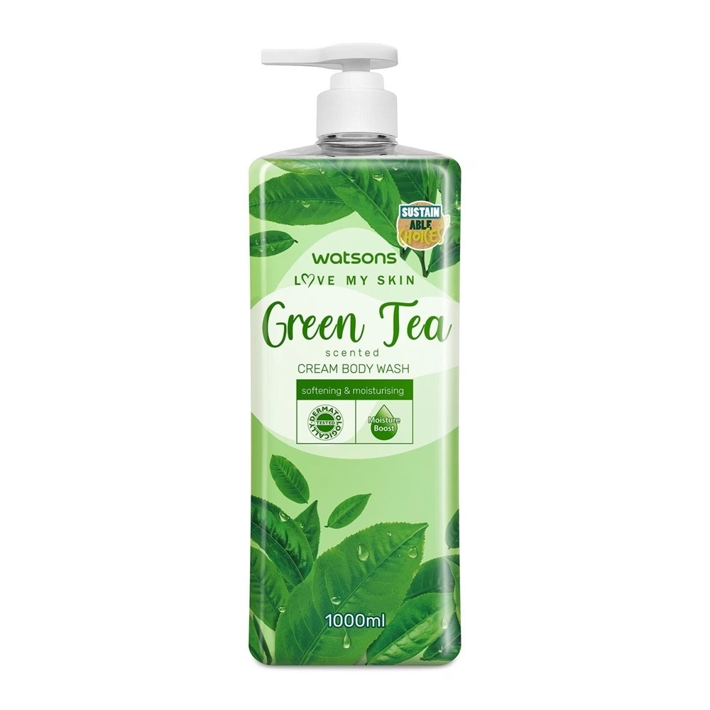 Sữa Tắm Hương Trà Xanh Watsons Love My Skin Green Tea Scented Cream Body Wash 1000ML