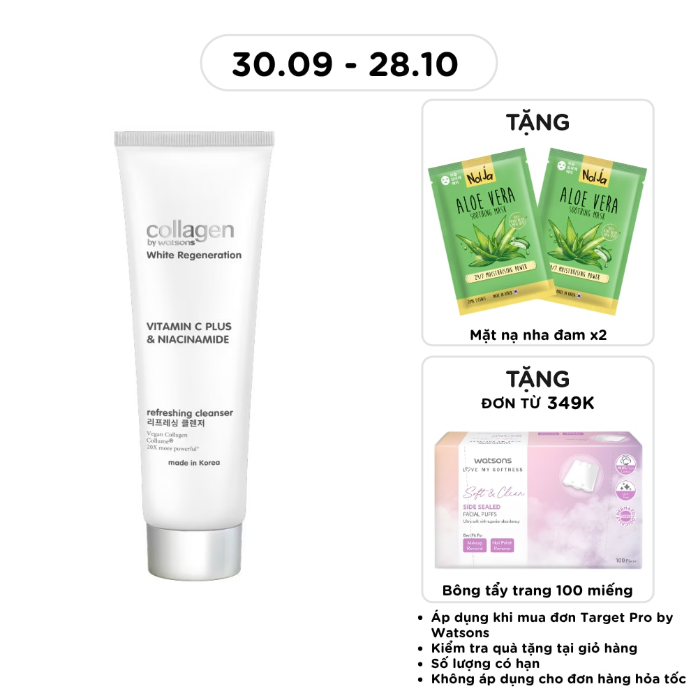 Sữa Rửa Mặt Sáng Da Collagen by Watsons White Regeneration Refreshing Cleanser 125ml