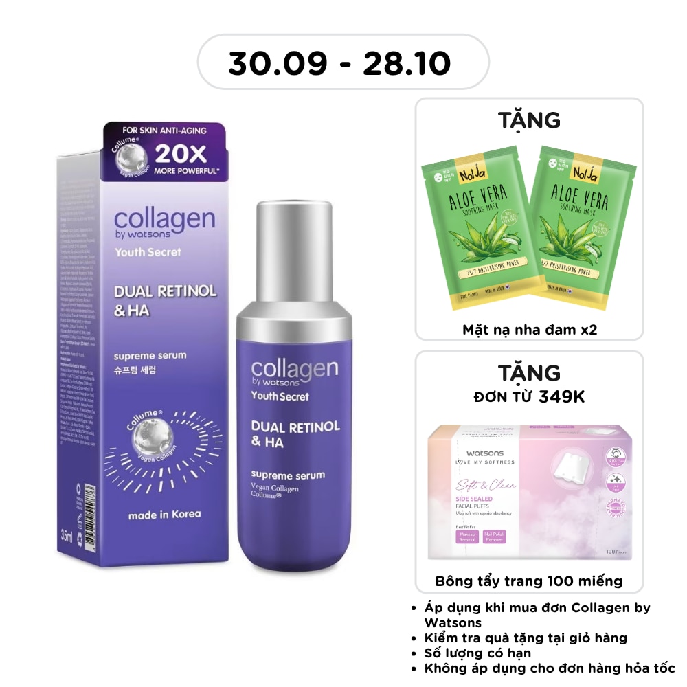 Tinh Chất Chống Lão Hóa Collagen by Watsons Youth Secret Dual Retinol & HA Supreme Serum 35ml