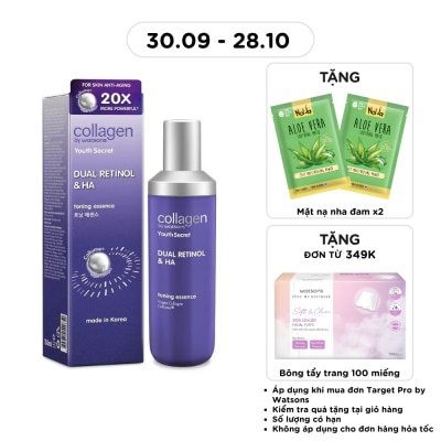 COLLAGEN BY WATSONS Tinh Chất Cân Bằng Da Chống Lão Hóa Collagen by Watsons Youth Secret Dual Retinol & HA Toning Essence 130ml image