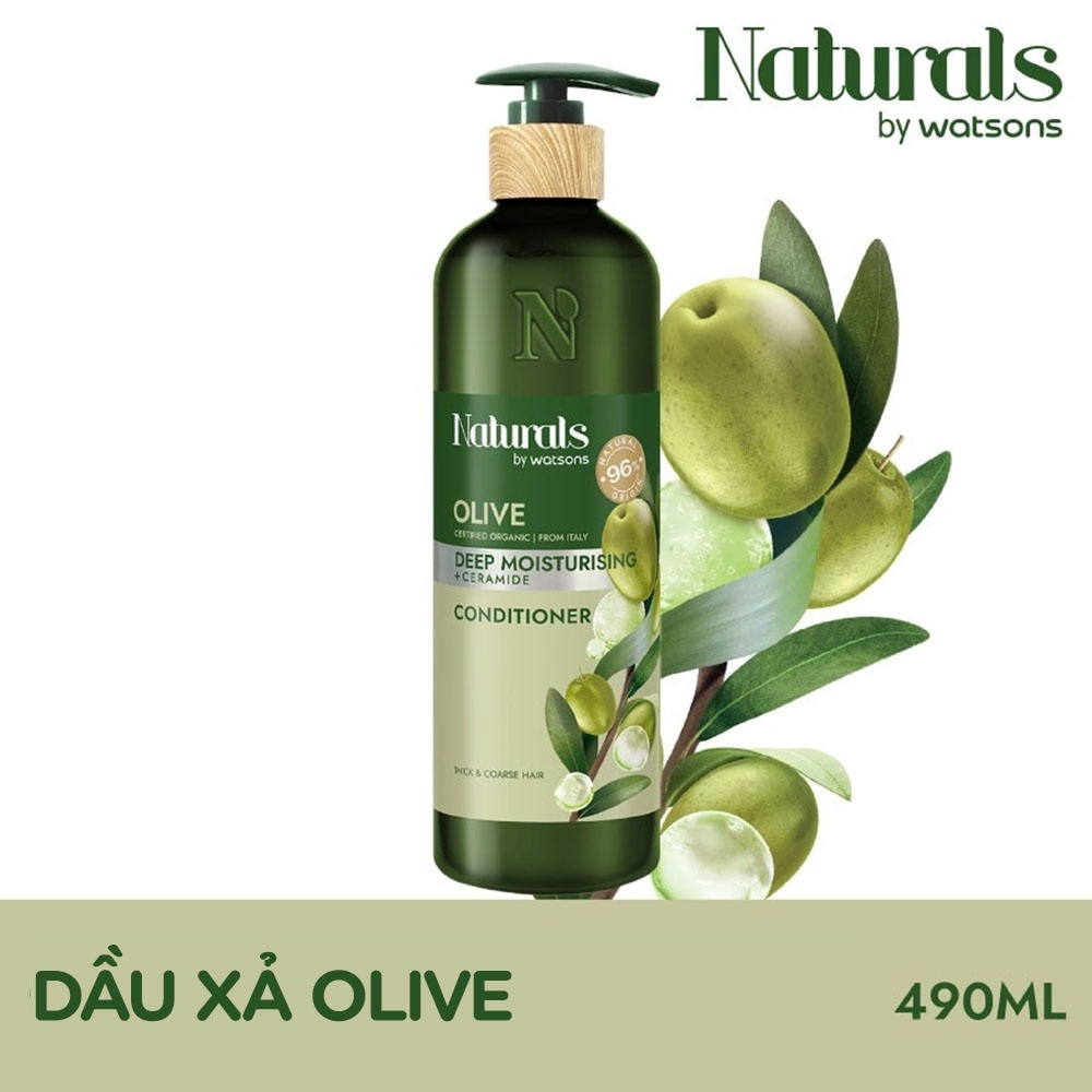 Combo Dầu Gội & Dầu Xả Naturals By Watsons Deep Moisturishing Dưỡng Ẩm Sâu Chiết Xuất Olive 490ml