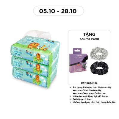 WATSONS Khăn Ướt Không Mùi Watsons Unscented Baby Wipes (Trơn) 20 Miếng x 3 Gói image