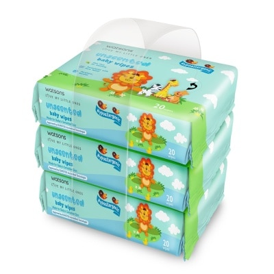 WATSONS Watsons Unscented Baby Wipes (Plain) 20s x 3pks image