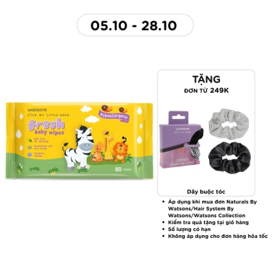 WATSONS Khăn Ướt Dịu Nhẹ Watsons Fresh Baby Wipes (Trơn) 80 Miếng image