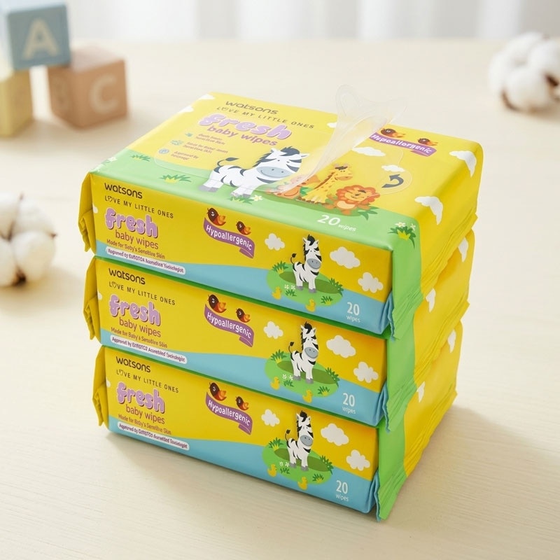Watsons Fresh Baby Wipes (Plain) 20s x 3pks image