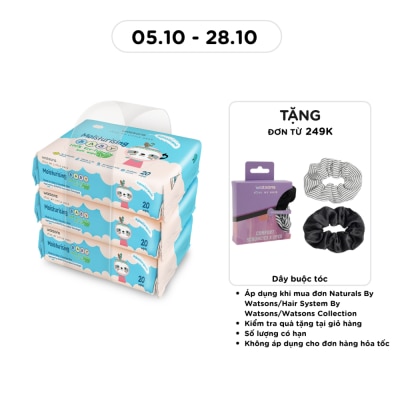 WATSONS Khăn Ướt Dưỡng Ẩm Watsons Moisturising Baby Soft Wipes (Dập nổi) 20 Miếng x 3 Gói image