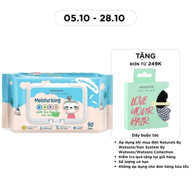 WATSONS Khăn Ướt Dưỡng Ẩm Watsons Moisturising Baby Soft Wipes (Dập nổi) 90 Miếng image