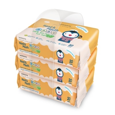 WATSONS Watsons Hand & Mouth Baby Soft Wipes (Emboss) 20s x 3pks image