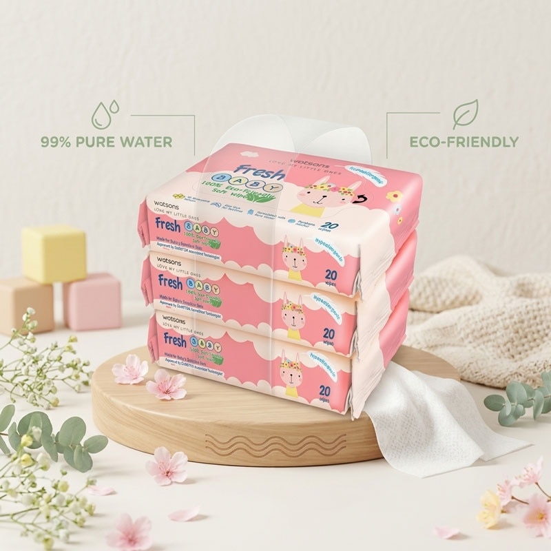 Watsons Fresh Baby Soft Wipes (Emboss) 20s x 3pks image