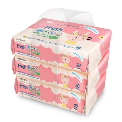 WATSONS Watsons Fresh Baby Soft Wipes (Emboss) 20s x 3pks image