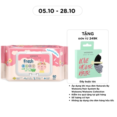 WATSONS Khăn Ướt Dịu Nhẹ Watsons Fresh Baby Soft Wipes (Dập nổi) 90 Miếng image