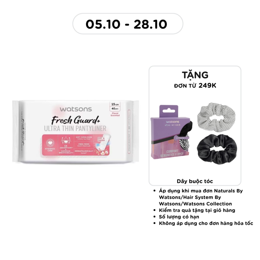 Watsons Fresh Guard Ultra-Thin Pantyliner Floral Scented 15cm 40pcs
