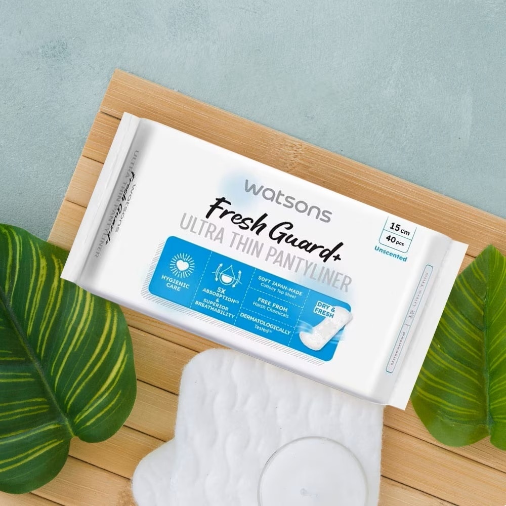 Băng Vệ Sinh Hàng Ngày Watsons Fresh Guard Ultra Thin Pantyliner Unscented 15cm 40 Miếng image