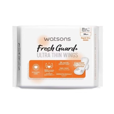 WATSONS Băng Vệ Sinh Siêu Mỏng Cánh Watsons Soft Dry Ultra Thin Wings Napkin 23cm 24 Miếng image