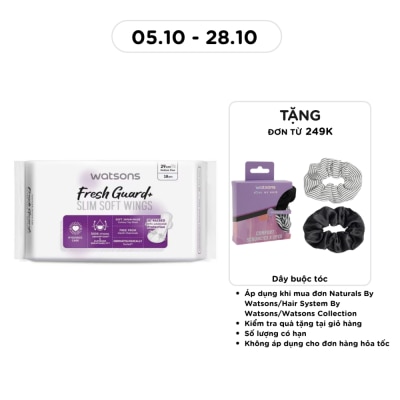 WATSONS Băng Vệ Sinh Ban Ngày Mỏng Có Cánh Watsons Fresh Guard Slim Wings Napkin 29cm x 18 Miếng image