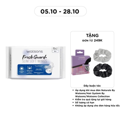 WATSONS Băng Vệ Sinh Ban Đêm Mỏng Có Cánh Watsons Fresh Guard Slim Wings Napkin 35cm x 8 Miếng image