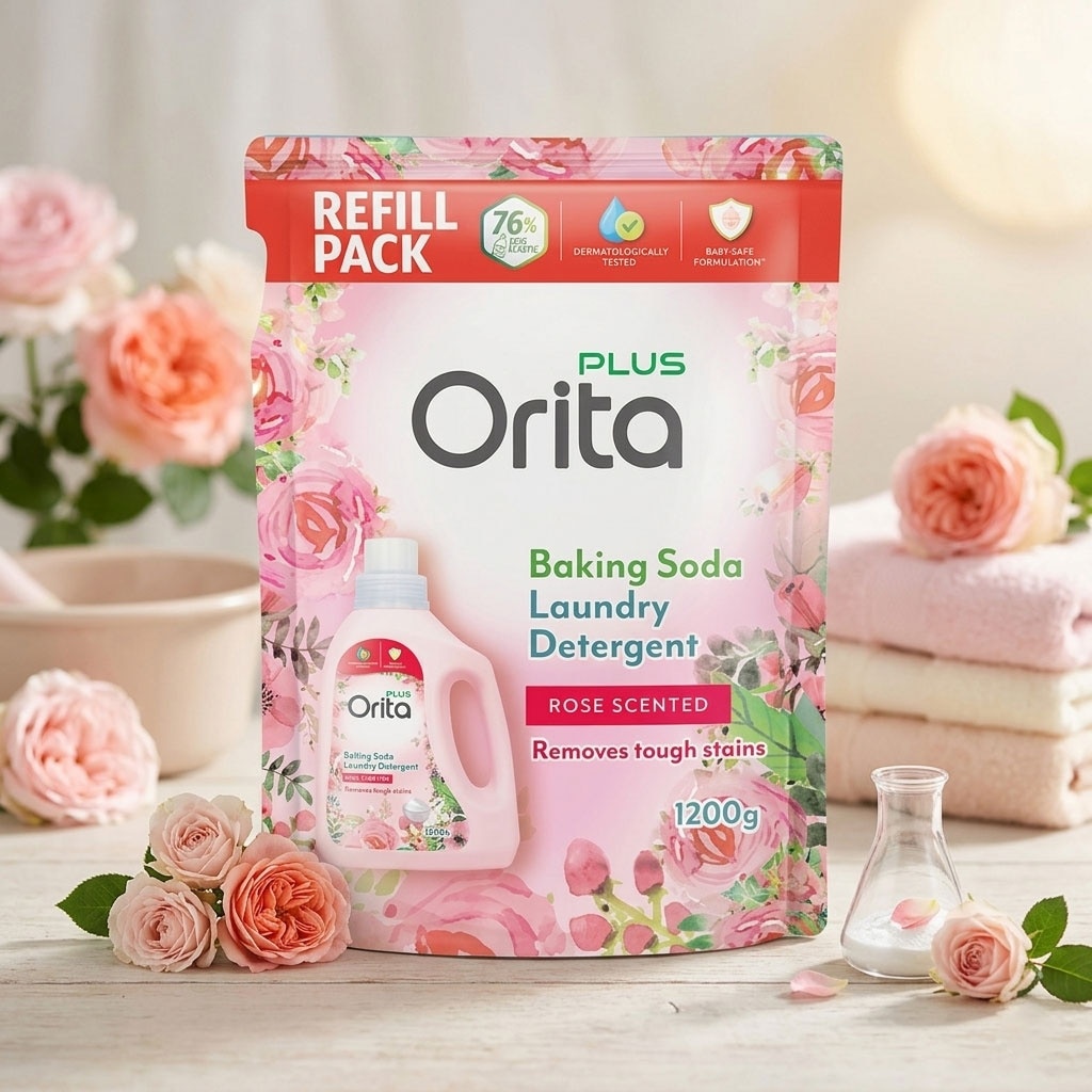 Orita Baking Soda Laundry Detergent – Rose 1200g Refill Pack image