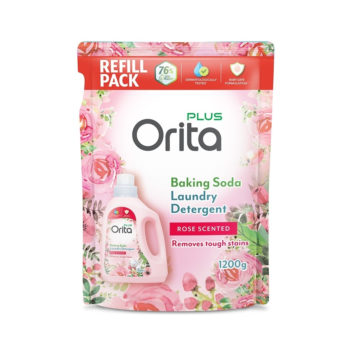 Orita Baking Soda Laundry Detergent – Rose 1200g Refill Pack image