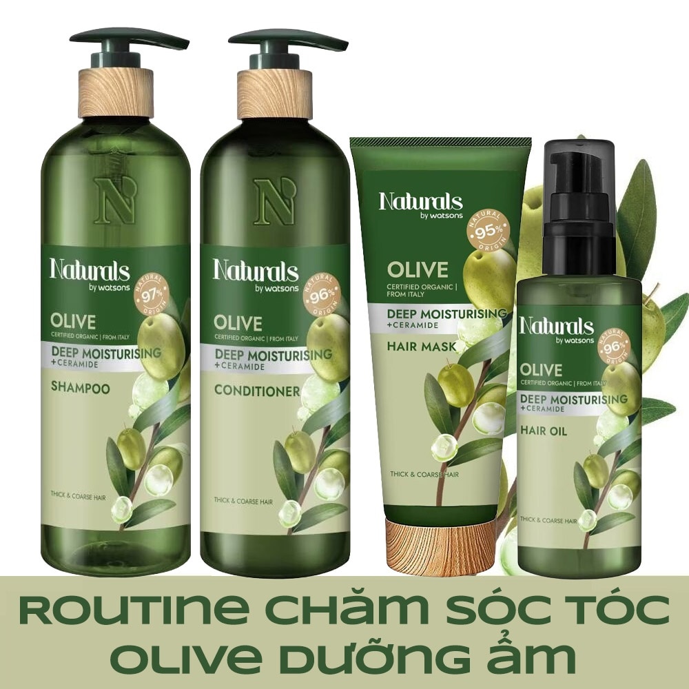 Combo Chăm Sóc Tóc Naturals By Watsons Olive 4pcs