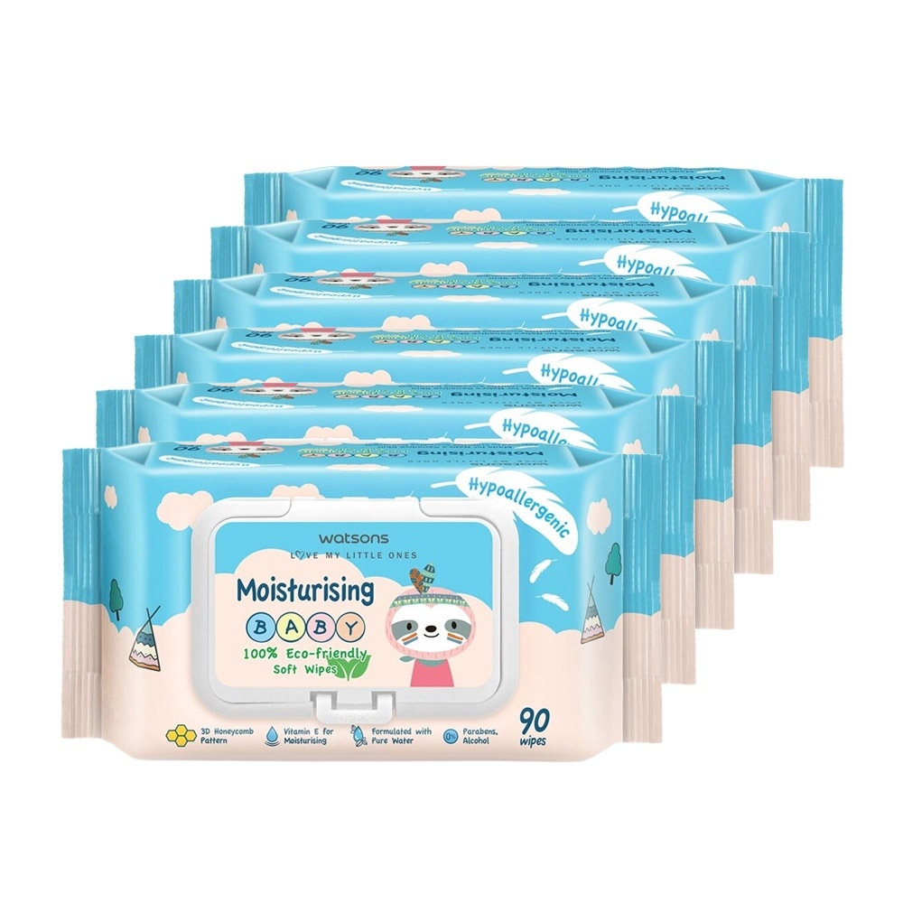 Combo 6pcs Watsons Moisturising Baby Soft Wipes 90s