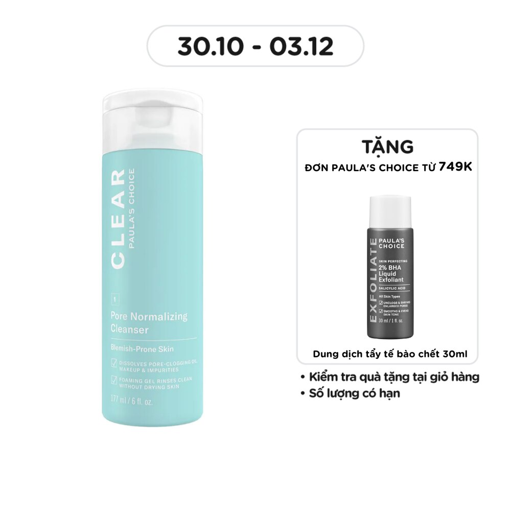 Sữa Rửa Mặt Paula's Choice Giảm Mụn Và Se Khít Lỗ Chân Lông 177ml
