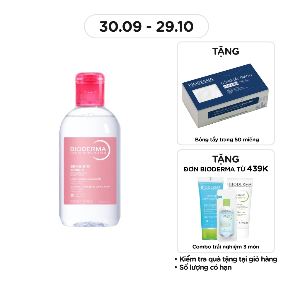 Nước Cân Bằng Dưỡng Ẩm Dành Cho Da Nhạy Cảm Bioderma Sensibio 250ml