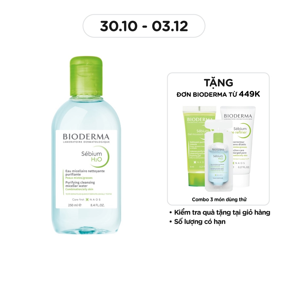Nước Tẩy Trang Dành Cho Da Nhờn Mụn Bioderma Sebium H20 250ml