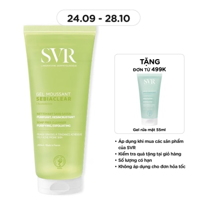 SVR Gel Rửa Mặt SVR Sebiaclear Gel Moussant Không Chứa Xà Phòng Cho Da Dầu Mụn 200ml image