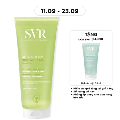 SVR - Gel Rửa Mặt SVR Sebiaclear Gel Moussant Không Chứa Xà Phòng Cho Da Dầu Mụn 200ml image