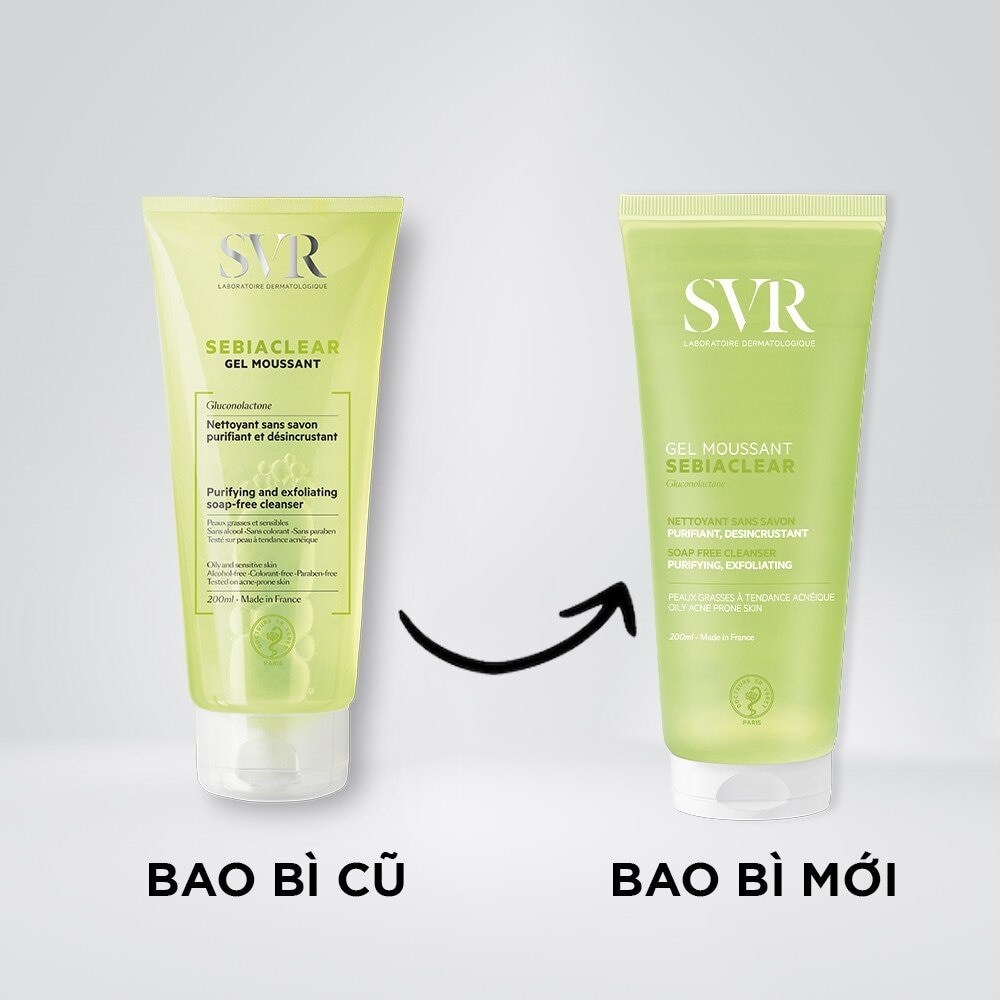 Gel Rửa Mặt SVR Sebiaclear Gel Moussant Không Chứa Xà Phòng Cho Da Dầu Mụn 200ml