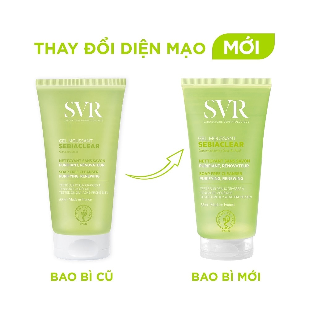 Gel Rửa Mặt SVR Sebiaclear Gel Moussant Không Chứa Xà Phòng Cho Da Dầu Mụn 55ml