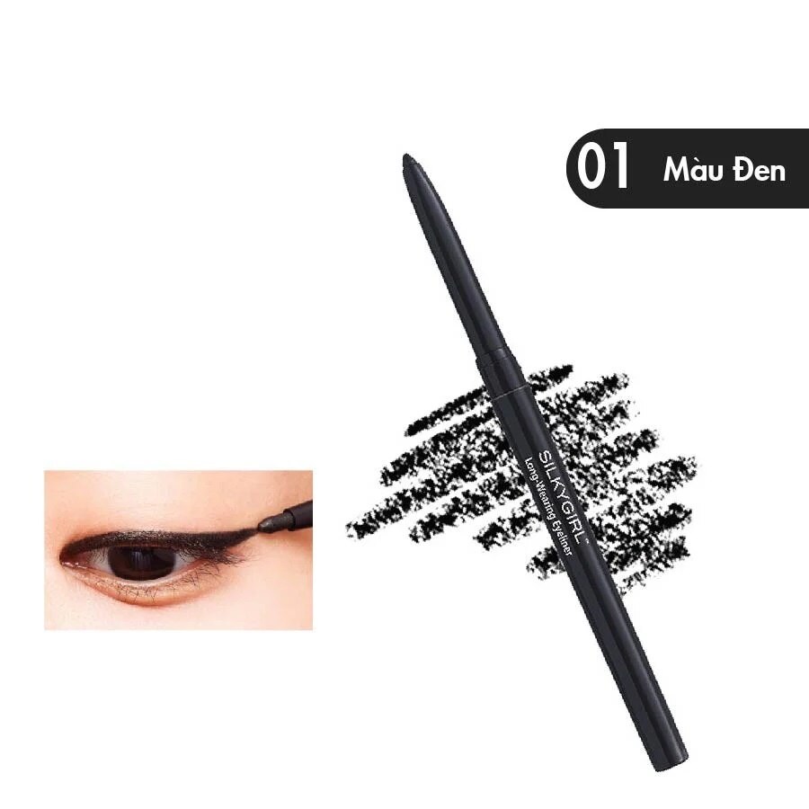 Chì Kẻ Mắt Silkygirl Long Wearing Eyeliner 0.28g .#01 Blackest Black