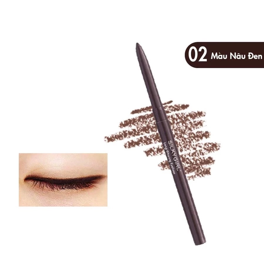 Chì Kẻ Mắt Silkygirl Long Wearing Eyeliner 0.28g .#02 Black Brown