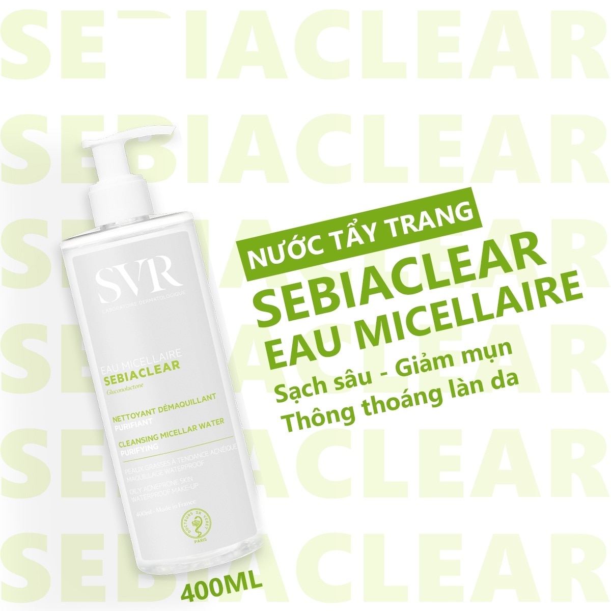 Nước Tẩy Trang SVR Giúp Loại Bỏ Dầu Sebiaclear 400ml
