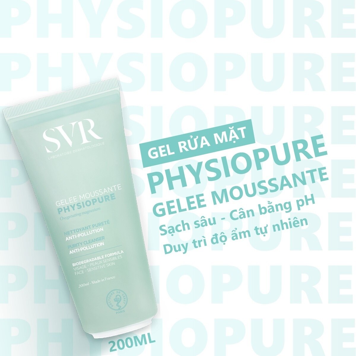 Gel Rửa Mặt SVR Physiopure Dành Cho Da Nhạy Cảm 200ml