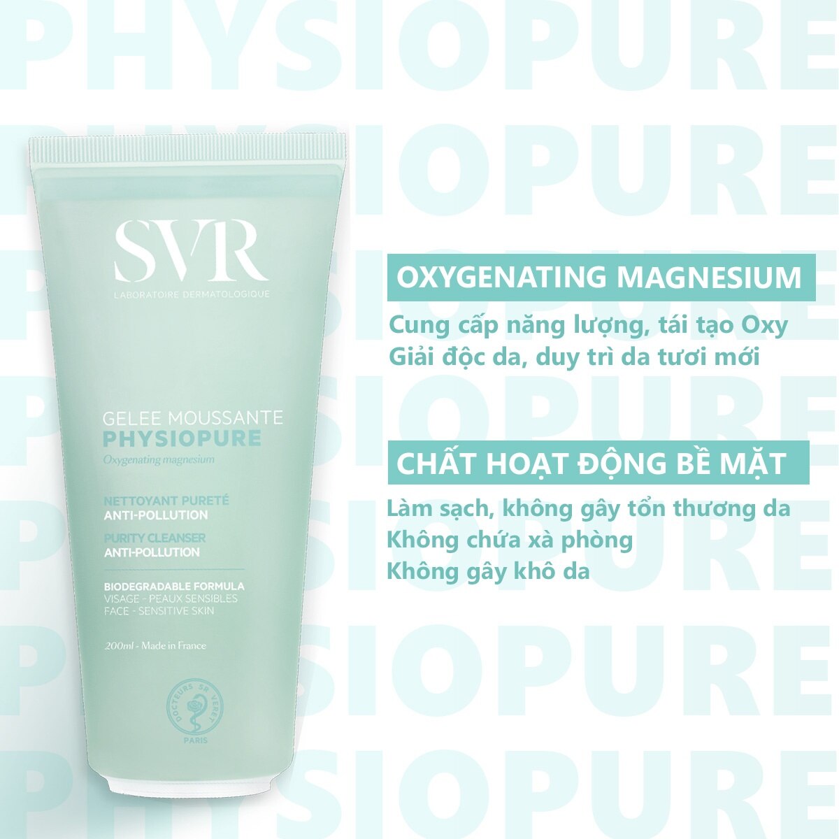 Gel Rửa Mặt SVR Physiopure Dành Cho Da Nhạy Cảm 200ml