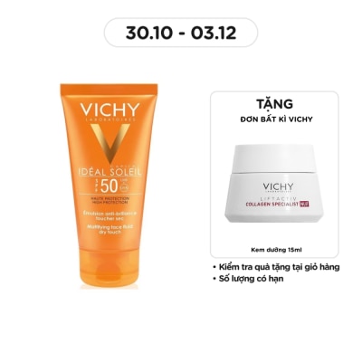 VICHY Kem Chống Nắng Vichy Ideal Soleil Bảo Vệ Da Mặt, Không Gây Nhờn Rít SPF50, PA+++ 50ml