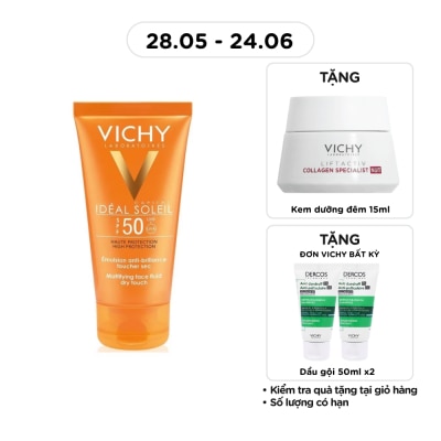 VICHY - Kem Chống Nắng Vichy Ideal Soleil Bảo Vệ Da Mặt, Không Gây Nhờn Rít SPF50, PA+++ 50ml
