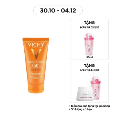 VICHY Kem Chống Nắng Vichy Ideal Soleil Bảo Vệ Da Mặt, Không Gây Nhờn Rít SPF50, PA+++ 50ml