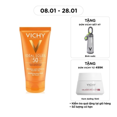 VICHY Kem Chống Nắng Vichy Ideal Soleil Bảo Vệ Da Mặt, Không Gây Nhờn Rít SPF50, PA+++ 50ml