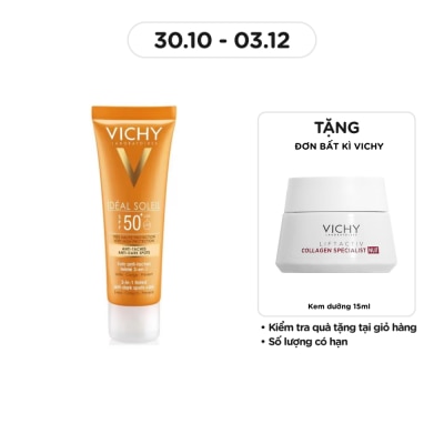 VICHY Kem Chống Nắng Vichy Ideal Soleil Ngăn Sạm Da, Giảm Thâm Nám SPF50 UVA + UVB 50ml