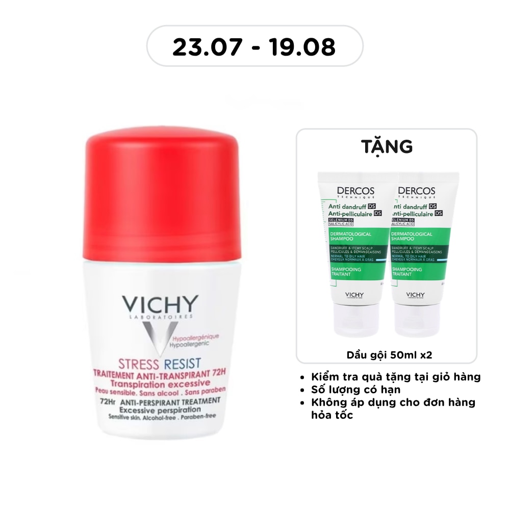 Lăn Khử Mùi Vichy Giúp Khô Thoáng Vùng Da Dưới Cánh Tay 72H 50ml image